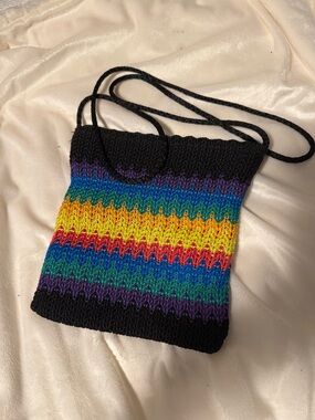 🫐2for20🫐A16 Handknit Rainbow Stripe Crossbody Bag -Multicolor-Abroad